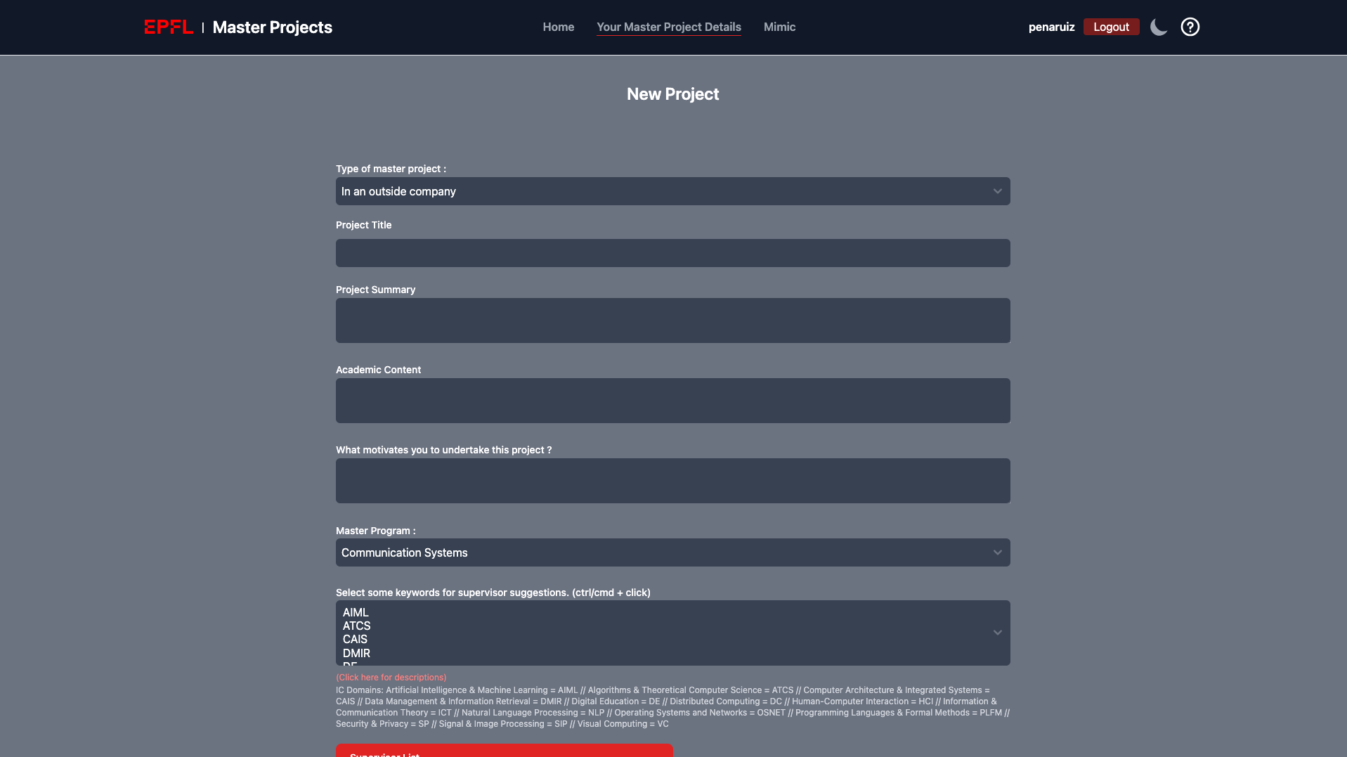 Student Project Form